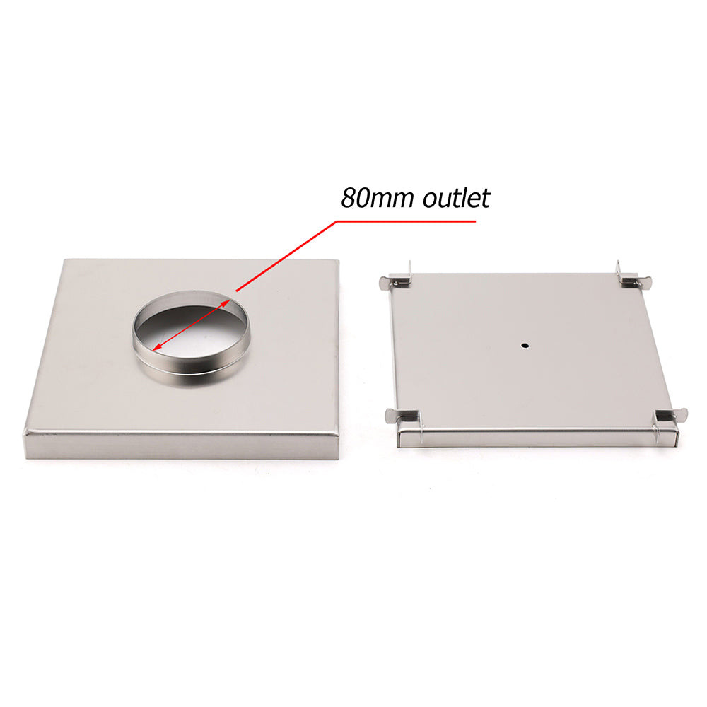 Bathroom Large Square 200x200mm Tile Insert Floor Drain Shower Grate 80mm Waste V1233-SQTI01200D80BS