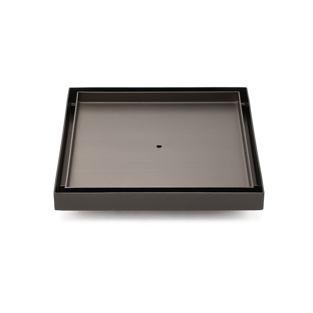 Gun Metal Large Square 200x200mm Tile Insert Floor Drain Shower Grate 80mm Waste V1233-SQTI01200D80GM