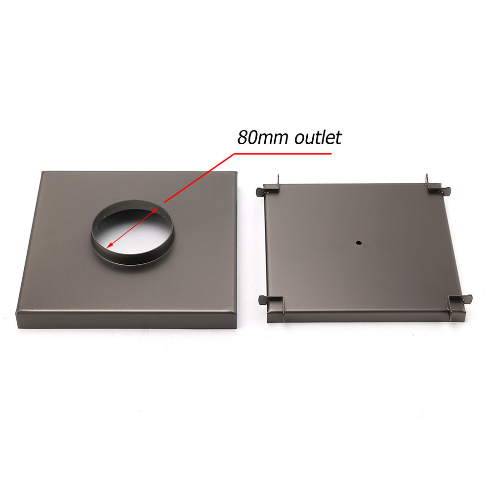Gun Metal Large Square 200x200mm Tile Insert Floor Drain Shower Grate 80mm Waste V1233-SQTI01200D80GM