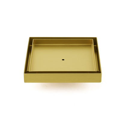 Brushed Gold Square 150x150mm Tile Insert Floor Drain Shower Grate 50mm Waste V1233-SQTI0150D50BG
