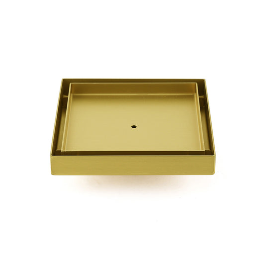 Brushed Gold Square 150x150mm Tile Insert Floor Drain Shower Grate 50mm Waste V1233-SQTI0150D50BG