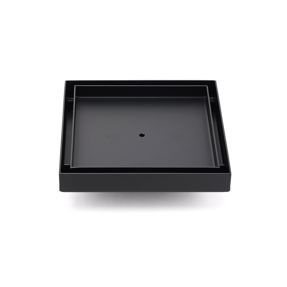 Matt Black 150x150mm Tile Insert Floor Drain Shower Grate 50mm Outlet Watermark V1233-SQTI0150D50BL