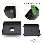 Matt Black 150x150mm Tile Insert Floor Drain Shower Grate 50mm Outlet Watermark V1233-SQTI0150D50BL