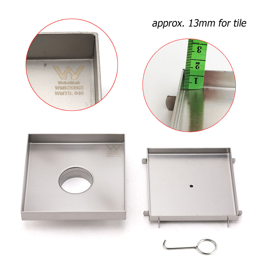 150x150mm Square Tile Insert Floor Drain Stainless Steel Shower Grate 50mm Waste V1233-SQTI0150D50BS