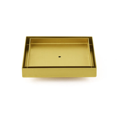 Brushed Gold 150x150mm Tile Insert Floor Drain Shower Grate 80mm Waste Watermark V1233-SQTI0150D80BG