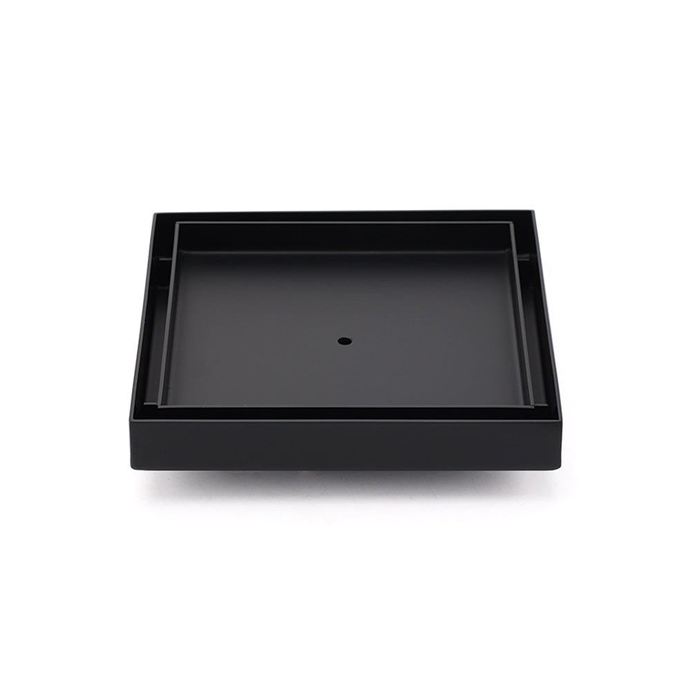 Watermark Black 150x150mm Tile Insert Floor Drain Shower Grate 80mm Waste Outlet V1233-SQTI0150D80BL