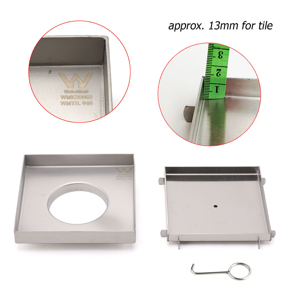 Square 150x150mm Tile Insert Floor Drain 80mm Waste Stainless Steel Shower Grate V1233-SQTI0150D80BS