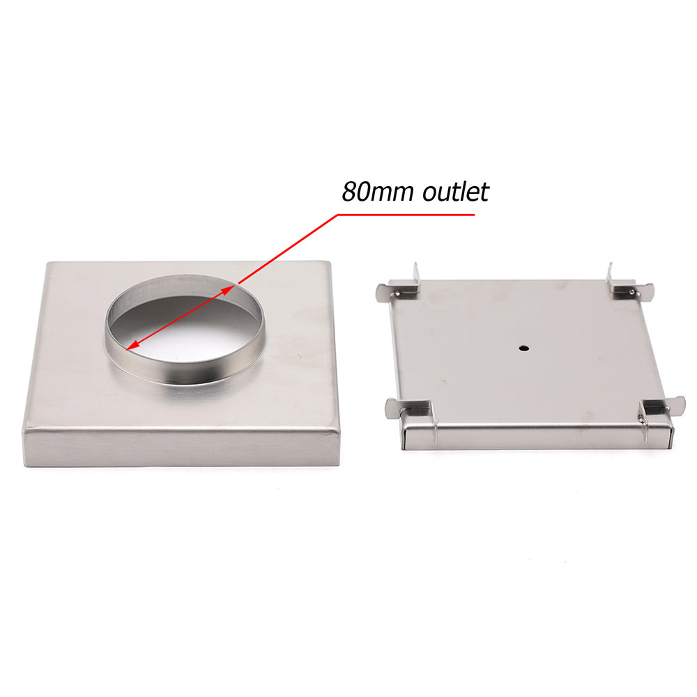 Square 150x150mm Tile Insert Floor Drain 80mm Waste Stainless Steel Shower Grate V1233-SQTI0150D80BS