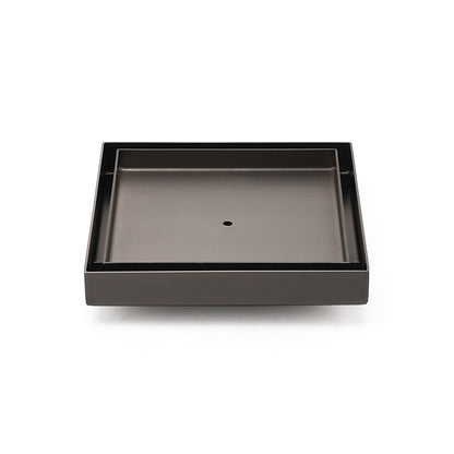 Bathroom Gun Metal 150mm Tile Insert Floor Drain Shower Grate 80mm Waste Outlet V1233-SQTI0150D80GM