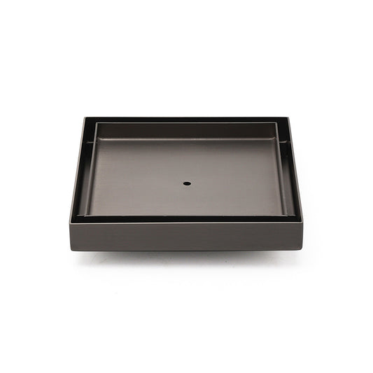Bathroom Gun Metal 150mm Tile Insert Floor Drain Shower Grate 80mm Waste Outlet V1233-SQTI0150D80GM