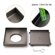 Bathroom Gun Metal 150mm Tile Insert Floor Drain Shower Grate 80mm Waste Outlet V1233-SQTI0150D80GM