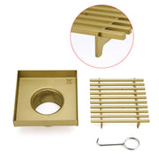 Brushed Gold Smart Square 100mm Strip Fence Floor Drain Shower Grate 50mm Waste V1233-SQWL0200D50BG