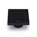 Matt Black 100mm Square Strip Fence Shower Grate Bathroom Floor Drain 50mm Waste V1233-SQWL0200D50BL