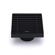 Matt Black 100mm Square Strip Fence Shower Grate Bathroom Floor Drain 50mm Waste V1233-SQWL0200D50BL