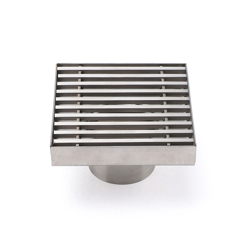 Bathroom SUS 100mm Square Strip Fence Sword Shower Grate Floor Drain 50mm Outlet V1233-SQWL0200D50BS