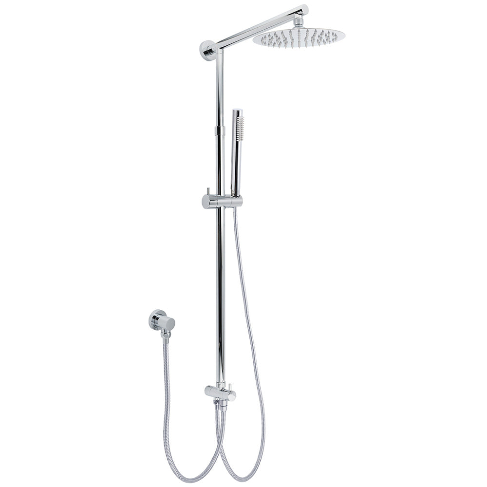 WELS Chrome Round 8" Stainless Steel Rain Head Stick Handheld Sliding Rail Arm Dual Shower Set V1233-SS019CRSC842KSR108
