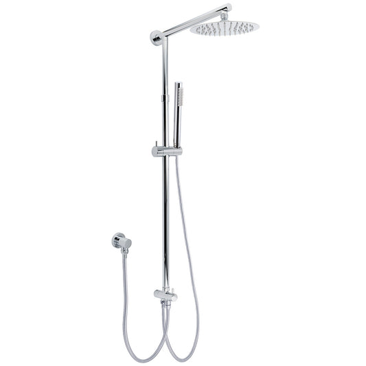 WELS Chrome Round 8" Stainless Steel Rain Head Stick Handheld Sliding Rail Arm Dual Shower Set V1233-SS019CRSC842KSR108