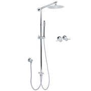 WELS Chrome Round 8" Thin Rainfall Head Metal Handheld Sliding Rail Arm Dual Shower Twin Taps Set V1233-SS019CRSC842KSR108CPF0282A