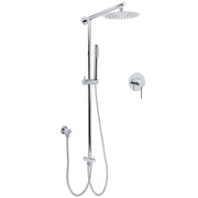 WELS Chrome Round 2in1 8" Stainless Steel Rainfall Head Handheld Sliding Wall Rail Shower Mixer Set V1233-SS019CRSC842KSR108KRD201CR