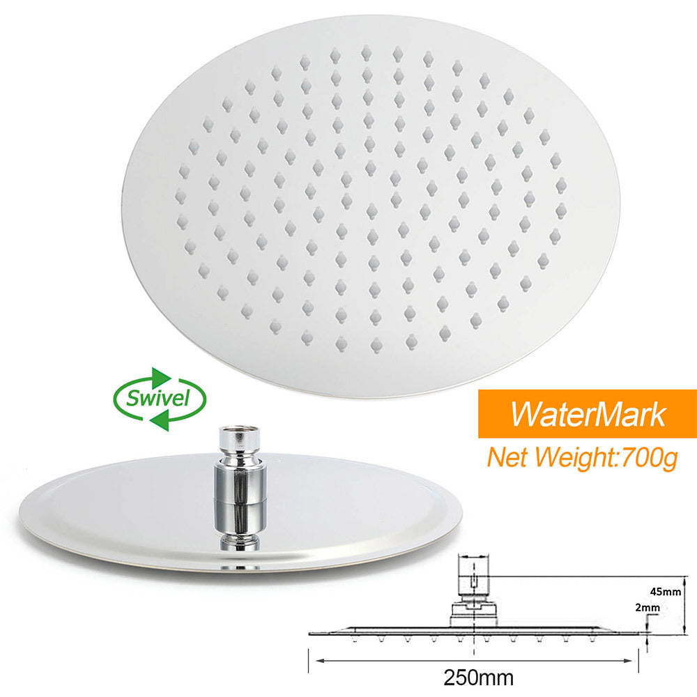 WELS Chrome 10" Round Rain Handheld Double Shower Head Rose Sliding Rail Arm Diverter Set V1233-SS019CRSC842KSR110