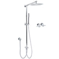 WELS Chrome 10" Round Rain Handheld Twin Shower Head Arm Sliding Rail Arm Double Taps Control V1233-SS019CRSC842KSR110CPF0282A