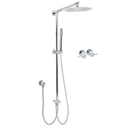 WELS Chrome 10" Round Rain Handheld Twin Shower Head Arm Sliding Rail Arm Double Taps Control V1233-SS019CRSC842KSR110CPF0282A