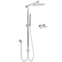 WELS Chrome 10" Round Rain Handheld Twin Shower Head Arm Sliding Rail Arm Double Taps Control V1233-SS019CRSC842KSR110CPF0282A