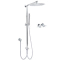 WELS Round Large 12" Rain 2in1 Shower Head Stainless Steel Handheld Wall Rail Brass Twin Taps Set V1233-SS019CRSC842KSR112CPF0282A