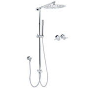 WELS Round Large 12" Rain 2in1 Shower Head Stainless Steel Handheld Wall Rail Brass Twin Taps Set V1233-SS019CRSC842KSR112CPF0282A