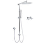 WELS Round Large 12" Rain 2in1 Shower Head Stainless Steel Handheld Wall Rail Brass Twin Taps Set V1233-SS019CRSC842KSR112CPF0282A