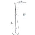 WELS Round 12" Rain Twin Shower Head Stainless Steel Handheld Wall Rail Chrome Mixer Valve Set V1233-SS019CRSC842KSR112KRD201CR