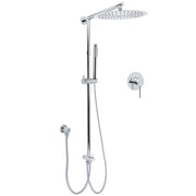 WELS Round 12" Rain Twin Shower Head Stainless Steel Handheld Wall Rail Chrome Mixer Valve Set V1233-SS019CRSC842KSR112KRD201CR
