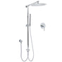 WELS Round 12" Rain Twin Shower Head Stainless Steel Handheld Wall Rail Chrome Mixer Valve Set V1233-SS019CRSC842KSR112KRD201CR