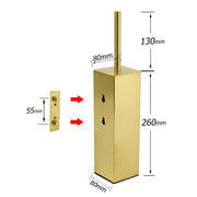 Brushed Gold Modern Stainless Steel Square Toilet Brush Wall Mounted Holder Cup V1233-T87023BG