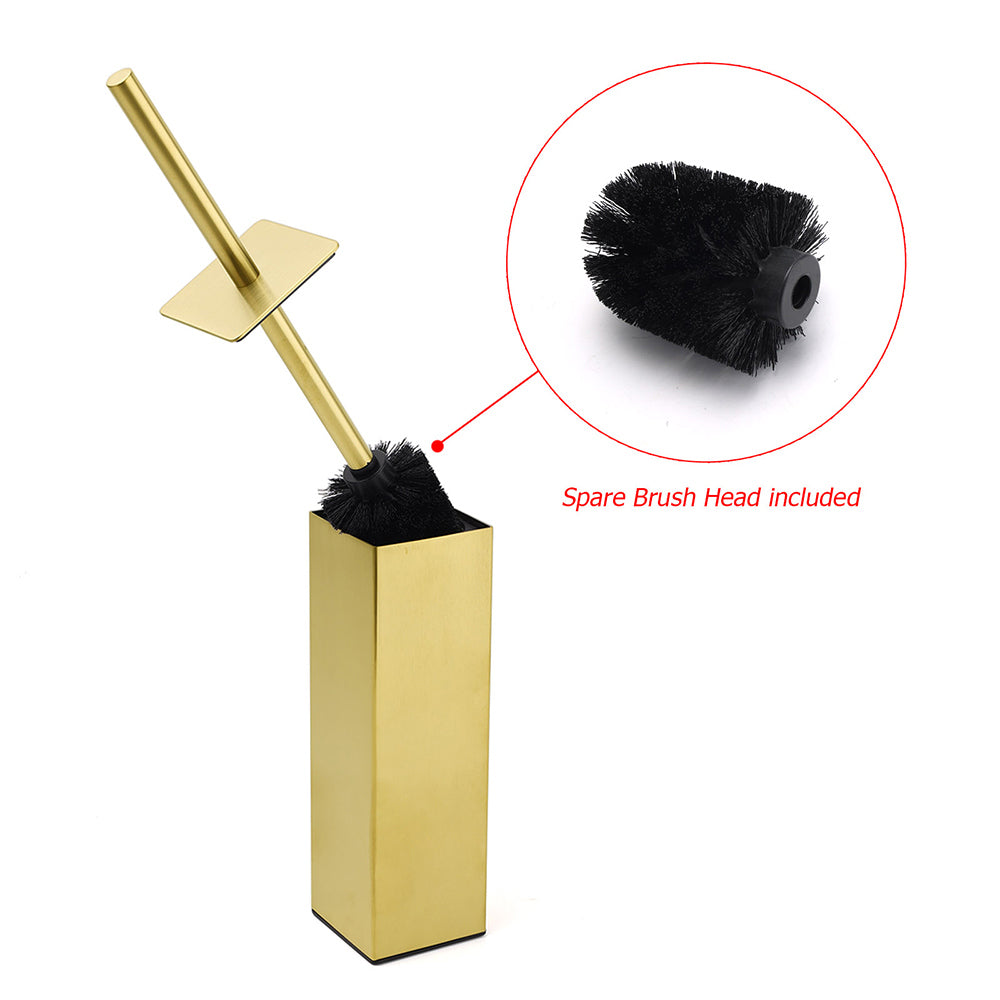 Brushed Gold Modern Stainless Steel Square Toilet Brush Wall Mounted Holder Cup V1233-T87023BG