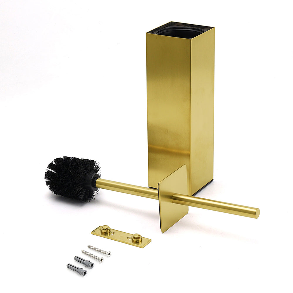 Brushed Gold Modern Stainless Steel Square Toilet Brush Wall Mounted Holder Cup V1233-T87023BG