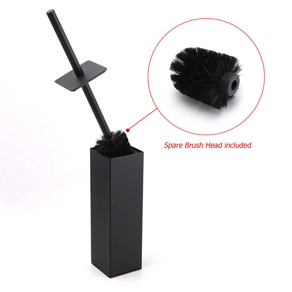 Matt Black Square Stainless Steel Bathroom Accessory Toilet Brush Holder Cup Set V1233-T87023BL