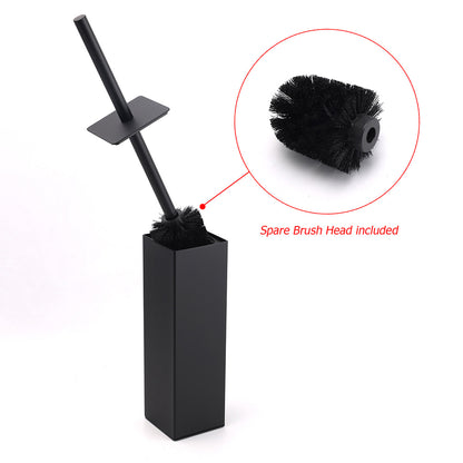 Matt Black Square Stainless Steel Bathroom Accessory Toilet Brush Holder Cup Set V1233-T87023BL