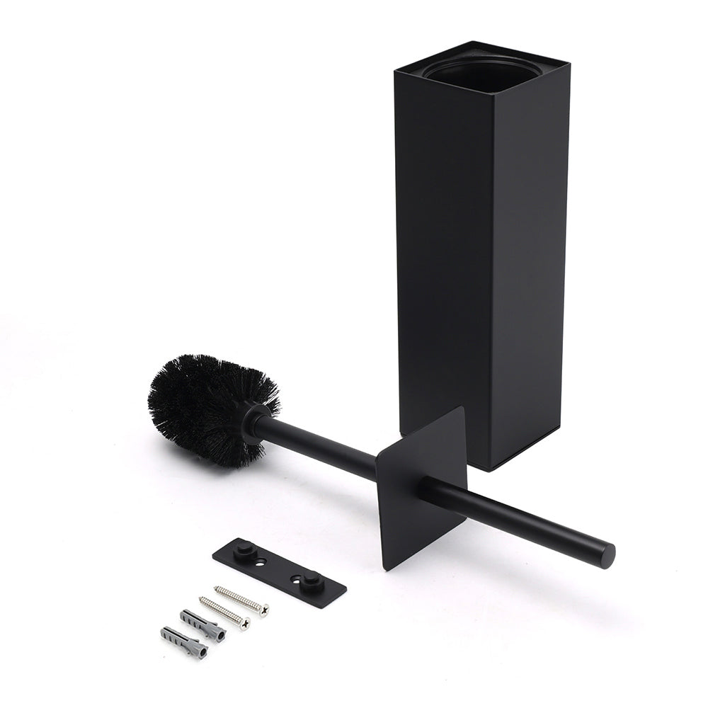Matt Black Square Stainless Steel Bathroom Accessory Toilet Brush Holder Cup Set V1233-T87023BL