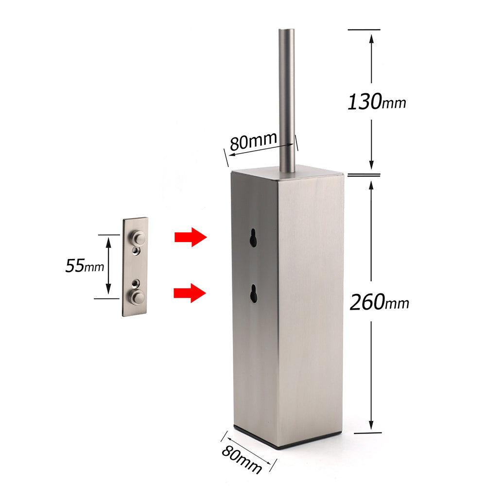 Brushed Nickel Cubic Square Toilet Brush Stainless Steel Wall Mounted Holder Cup V1233-T87023BS