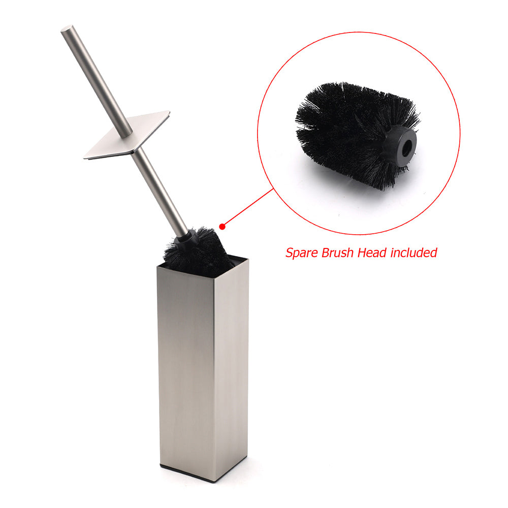 Brushed Nickel Cubic Square Toilet Brush Stainless Steel Wall Mounted Holder Cup V1233-T87023BS