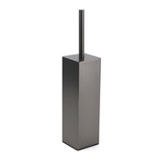 Bathroom Gun Metal Grey Square Toilet Brush 304 Stainless Steel Holder Cup Kit V1233-T87023GM