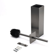 Bathroom Gun Metal Grey Square Toilet Brush 304 Stainless Steel Holder Cup Kit V1233-T87023GM