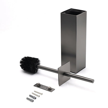 Bathroom Gun Metal Grey Square Toilet Brush 304 Stainless Steel Holder Cup Kit V1233-T87023GM