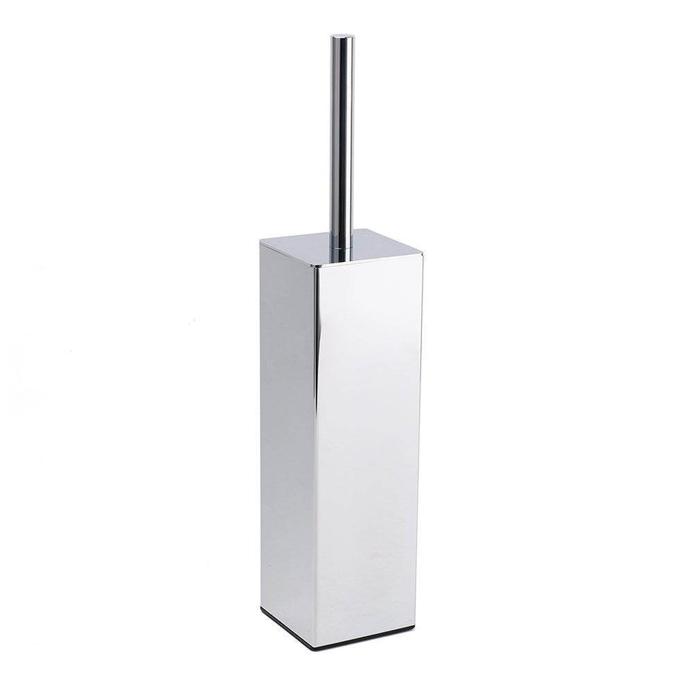 Bathroom Polished Chrome Square Standing Toilet Brush Stainless Steel Holder Cup Kit V1233-T87023PS