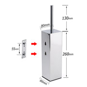 Bathroom Polished Chrome Square Standing Toilet Brush Stainless Steel Holder Cup Kit V1233-T87023PS