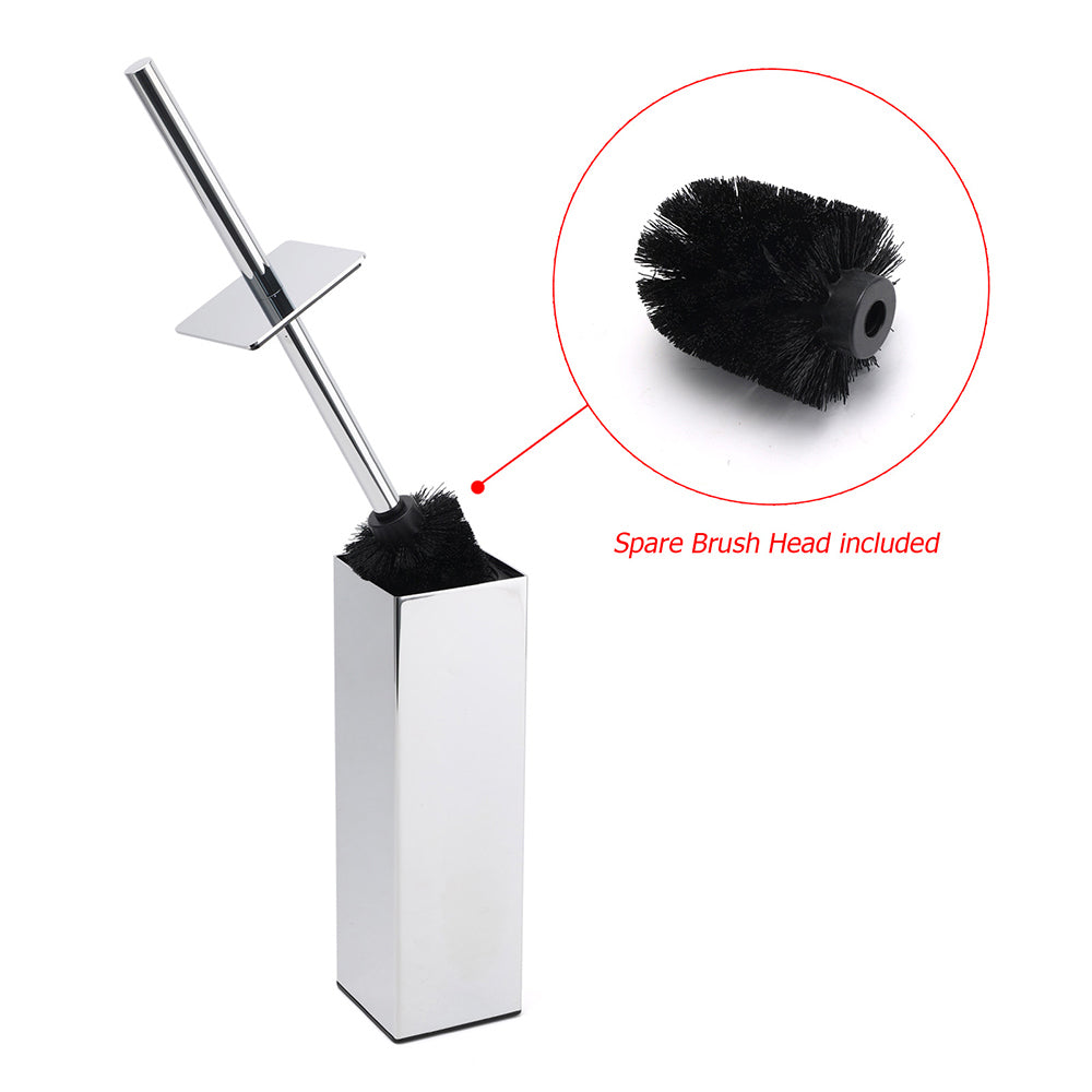 Bathroom Polished Chrome Square Standing Toilet Brush Stainless Steel Holder Cup Kit V1233-T87023PS