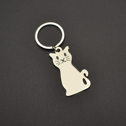 Keychain - Cat Keychain - Cute Keychain - Perfect Gift for Lovers, Friends and Best Friend - Silver V1237-NKKS00001