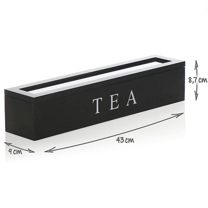 Tea box - Tea box 6 compartments - Wooden tea box - Suitable for loose tea - Black V1237-NKKS00003