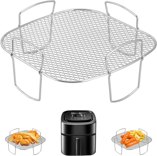 Square air fryer rack - Air fryer baking pan - Air fryer accessories - Stainless steel - 20 cm V1237-NKKS00006
